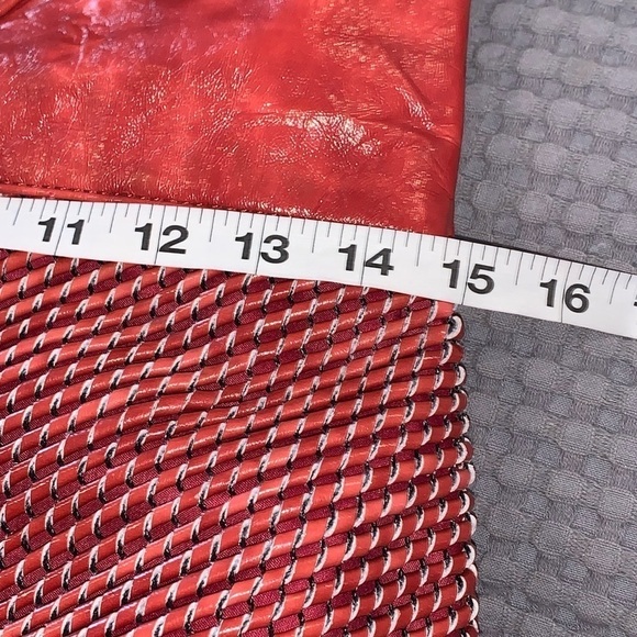 Faux Leather woven studded Large Clutch Purse in Wine Red - Picture 9 of 11